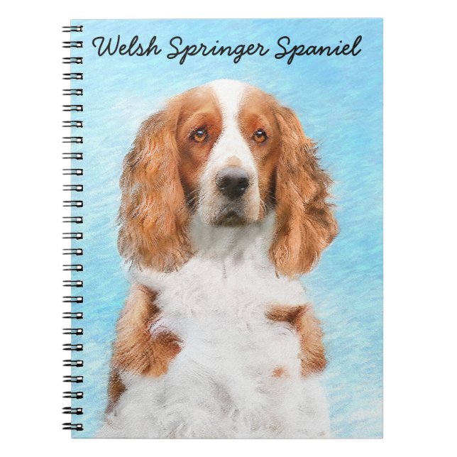 Welsh Springer Spain Painting - Original Hund Art Anteckningsbok (Framsidan)