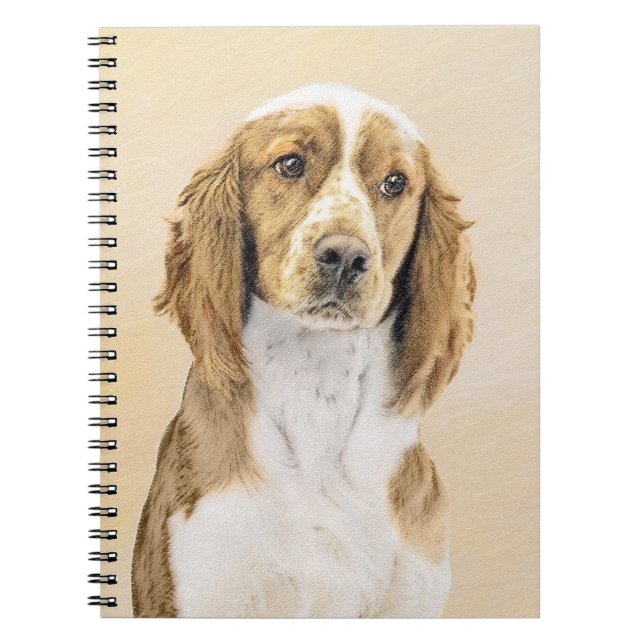Welsh Springer Spain Painting - Original Hund Art Anteckningsbok (Framsidan)