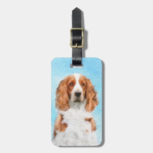 Welsh Springer Spain Painting - Original Hund Art Bagagebricka (Vertikal Framsida)