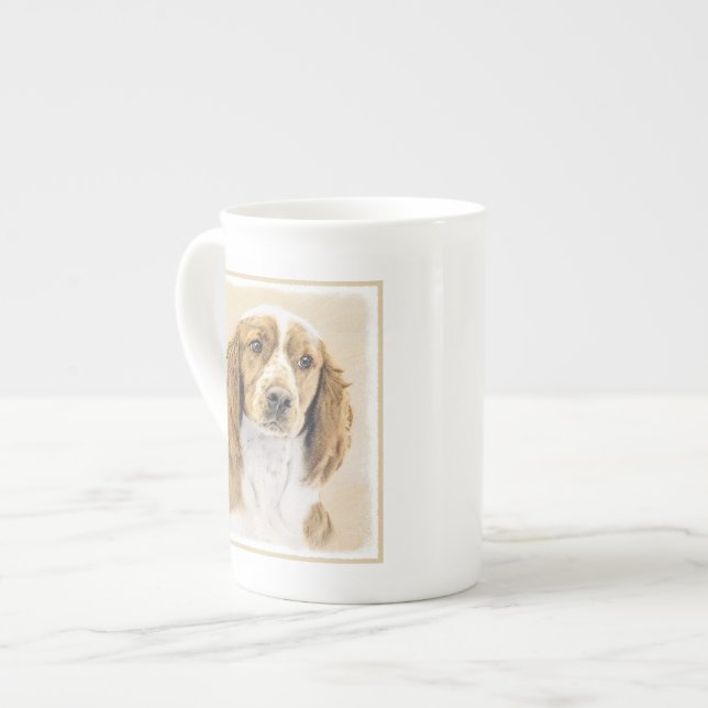 Welsh Springer Spain Painting - Original Hund Art Benporslin Mugg (Framsida vänster)