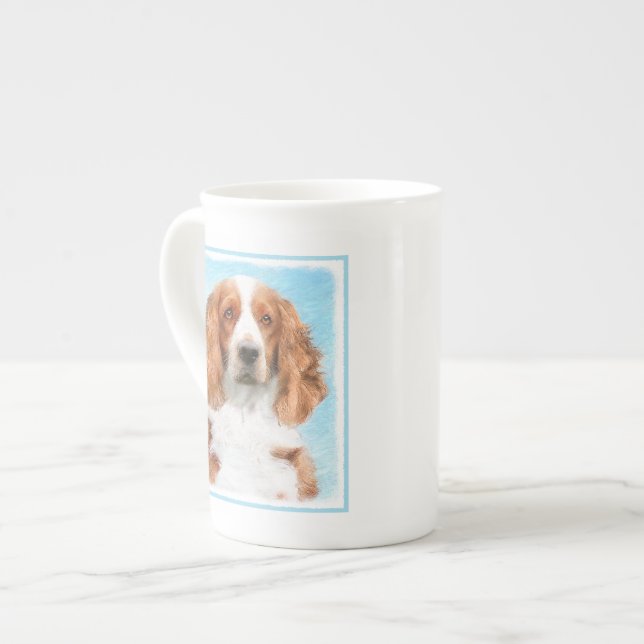 Welsh Springer Spain Painting - Original Hund Art Benporslin Mugg (Framsida vänster)