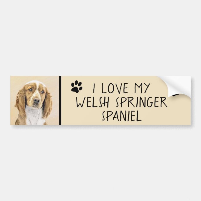Welsh Springer Spain Painting - Original Hund Art Bildekal (Framsidan)