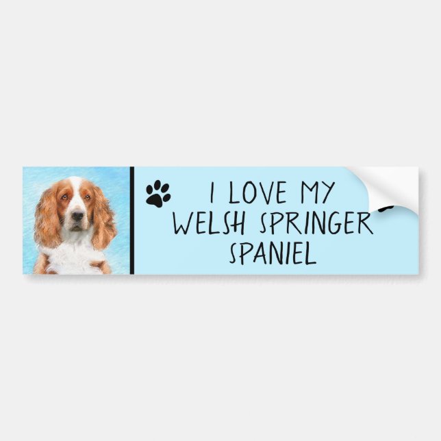 Welsh Springer Spain Painting - Original Hund Art Bildekal (Framsidan)