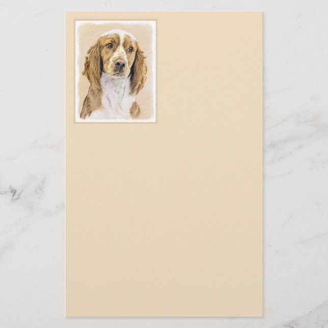 Welsh Springer Spain Painting - Original Hund Art Brevpapper (Framsida)