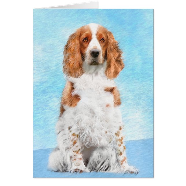 Welsh Springer Spain Painting - Original Hund Art Hälsningskort (Framsidan)