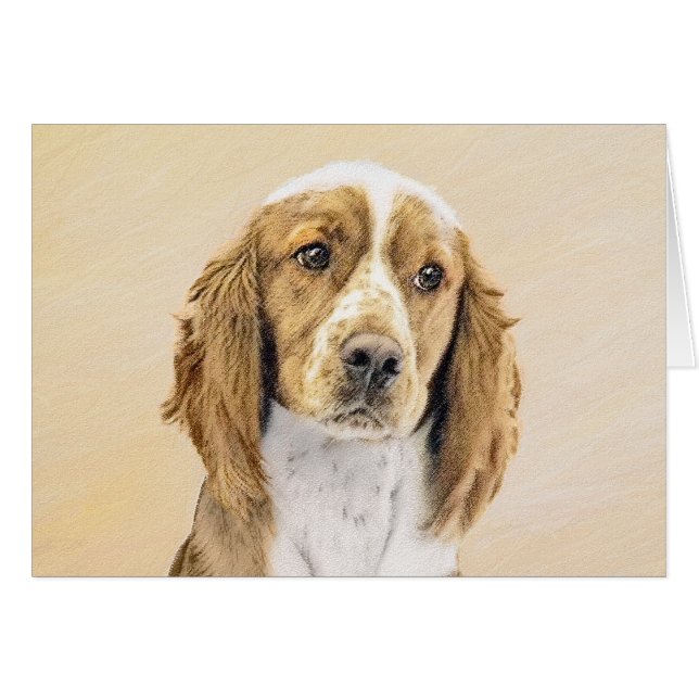 Welsh Springer Spain Painting - Original Hund Art Hälsningskort (Framsidan Horizontal)