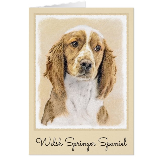 Welsh Springer Spain Painting - Original Hund Art Hälsningskort (Framsidan)