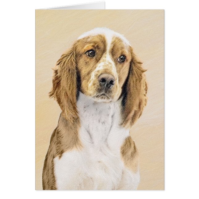 Welsh Springer Spain Painting - Original Hund Art Hälsningskort (Framsidan)