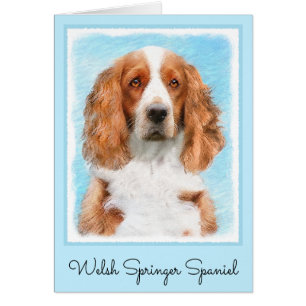 Welsh Springer Spain Painting - Original Hund Art Hälsningskort
