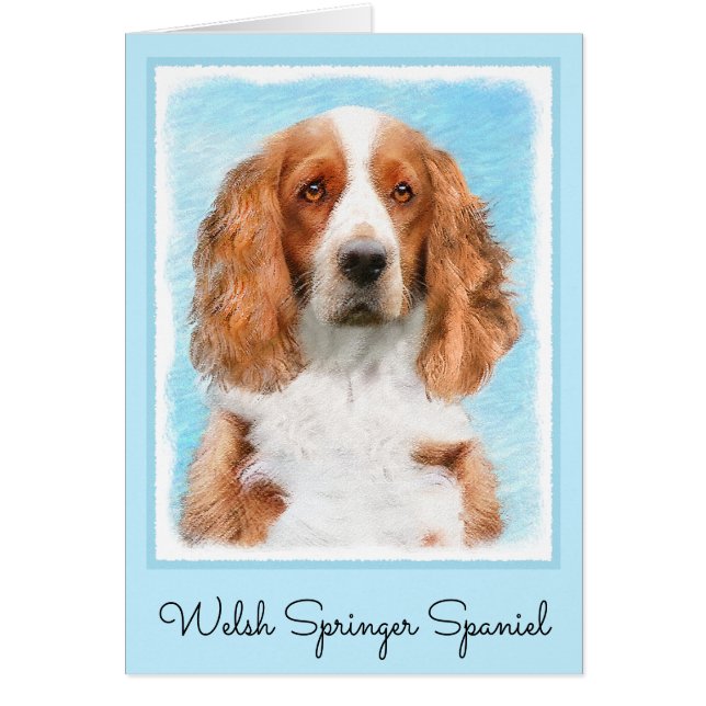 Welsh Springer Spain Painting - Original Hund Art Hälsningskort (Framsidan)