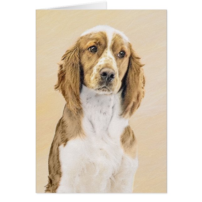 Welsh Springer Spain Painting - Original Hund Art Hälsningskort (Framsidan)