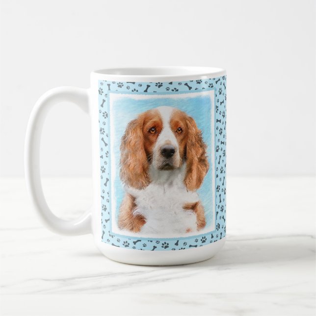 Welsh Springer Spain Painting - Original Hund Art Kaffemugg (Vänster)