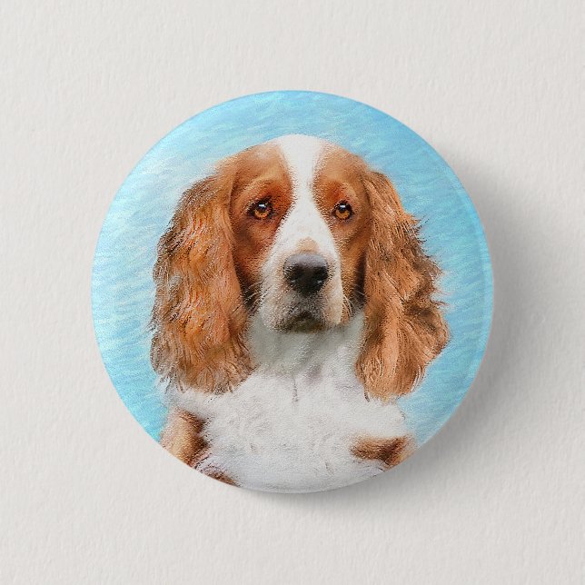 Welsh Springer Spain Painting - Original Hund Art Knapp (Framsida)
