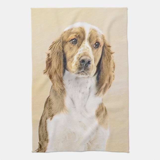 Welsh Springer Spain Painting - Original Hund Art Kökshandduk (Vertikal)