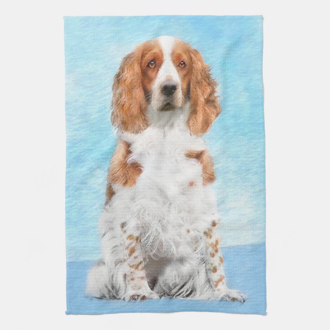 Welsh Springer Spain Painting - Original Hund Art Kökshandduk (Vertikal)