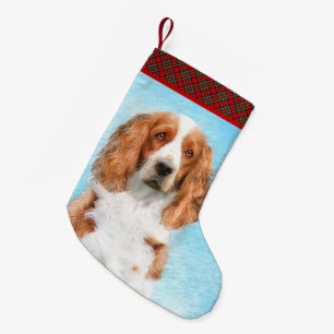Welsh Springer Spain Painting - Original Hund Art Liten Julstrumpa