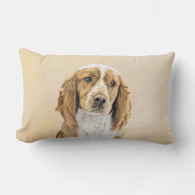 Welsh Springer Spain Painting - Original Hund Art Lumbarkudde (Framsida)