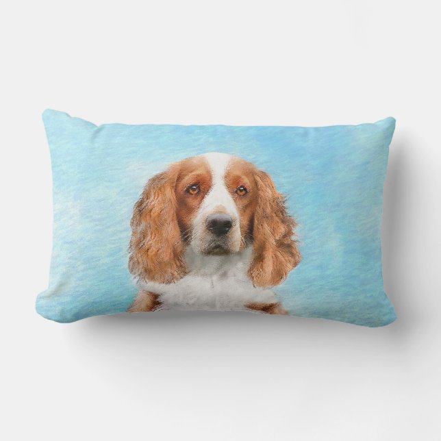Welsh Springer Spain Painting - Original Hund Art Lumbarkudde (Framsida)
