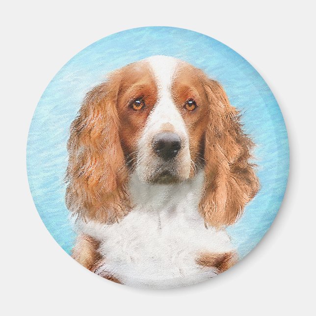 Welsh Springer Spain Painting - Original Hund Art Magnet (Framsidan)