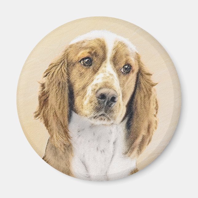 Welsh Springer Spain Painting - Original Hund Art Magnet (Framsidan)