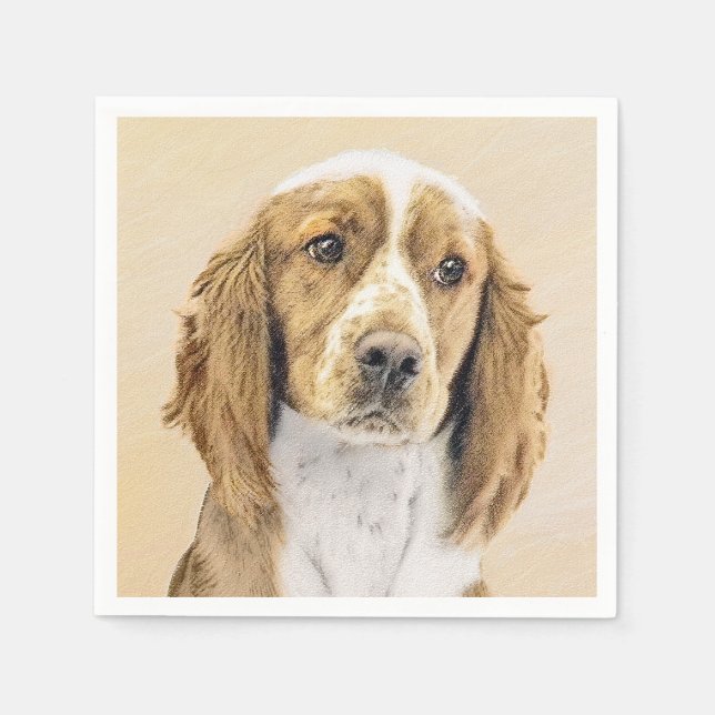 Welsh Springer Spain Painting - Original Hund Art Pappersservett (Framsidan)