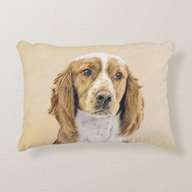 Welsh Springer Spain Painting - Original Hund Art Prydnadskudde (Framsidan)