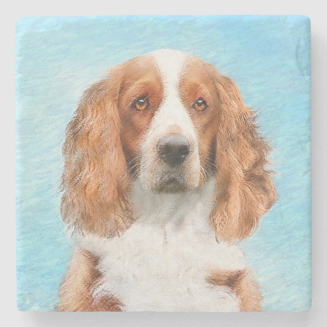 Welsh Springer Spain Painting - Original Hund Art Stenunderlägg (Framsidan)