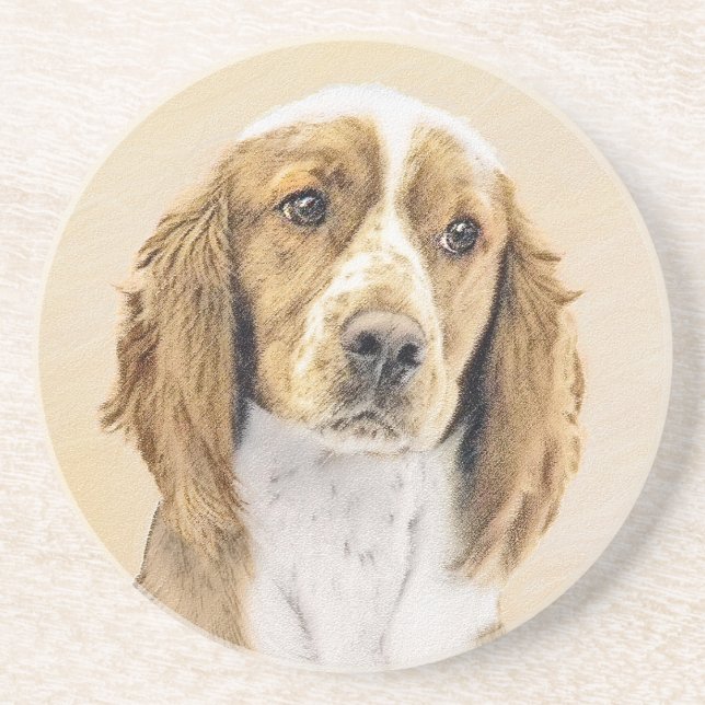 Welsh Springer Spain Painting - Original Hund Art Underlägg (Framsidan)
