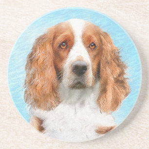 Welsh Springer Spain Painting - Original Hund Art Underlägg