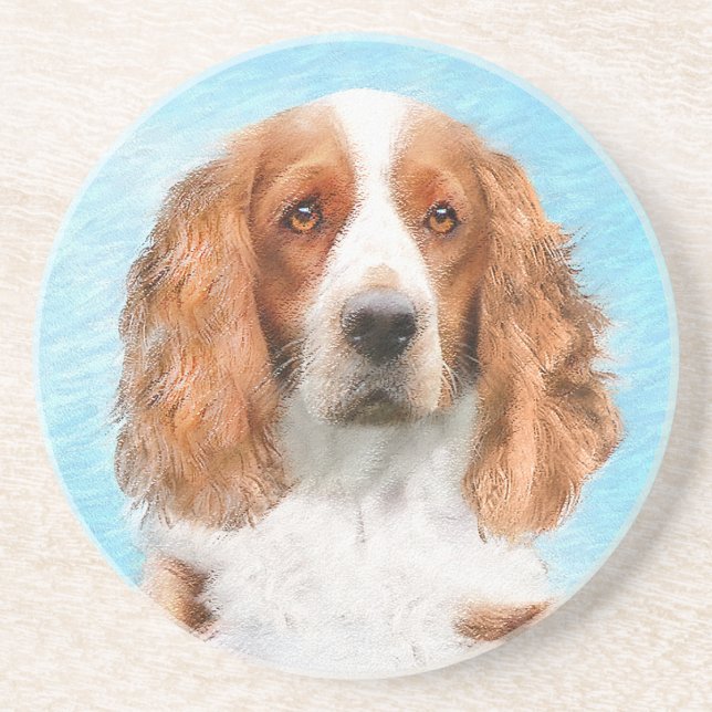 Welsh Springer Spain Painting - Original Hund Art Underlägg (Framsidan)