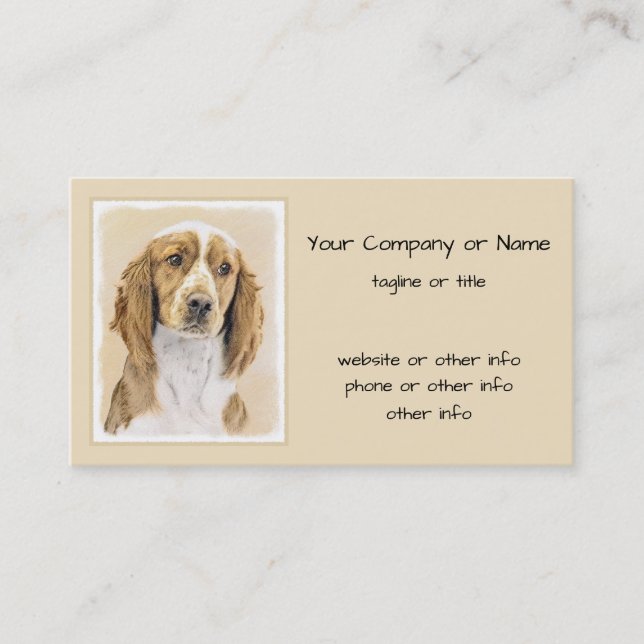 Welsh Springer Spain Painting - Original Hund Art Visitkort (Framsida)