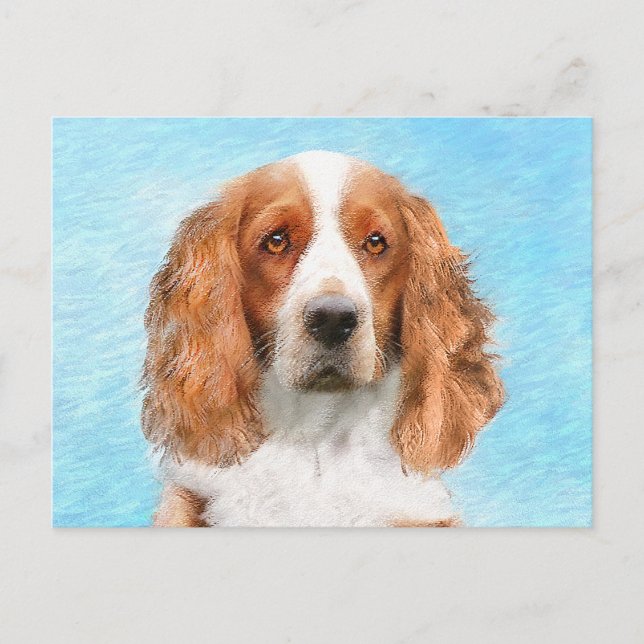Welsh Springer Spain Painting - Original Hund Art Vykort (Framsida)