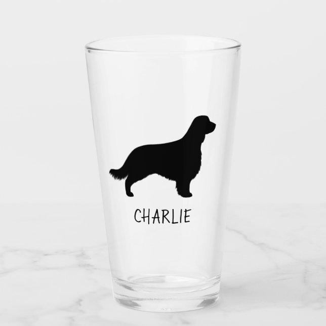 Welsh Springer Spain Silhouette med Long Svan Glaskopp (Framsida)