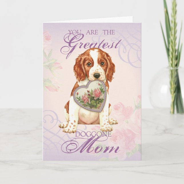 Welsh Springer spanel Heart Mamma Kort (Framsida)