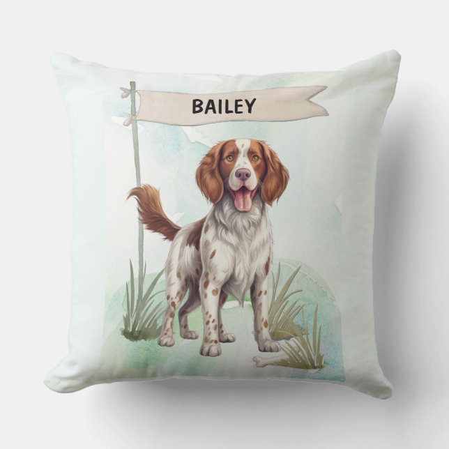 Welsh Springer Spaniel Watercolor Personalized Dog Kudde (Framsida)