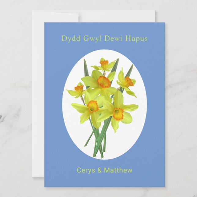 Welsh St David's Day Personlig Daffodils Kort (Framsida)