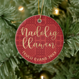 Welsh Tapestry Blanket Mönster, Carthen Nadolig Ce Julgransprydnad Keramik