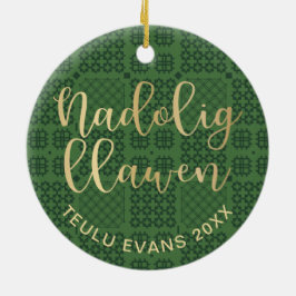 Welsh Tapestry Blanket Mönster, Carthen Nadolig Julgransprydnad Keramik