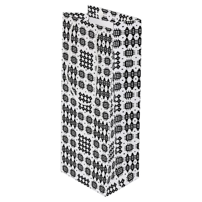 Welsh Tapestry Mönster Black White Vin Gift Bag (Framsidan Vinklad)