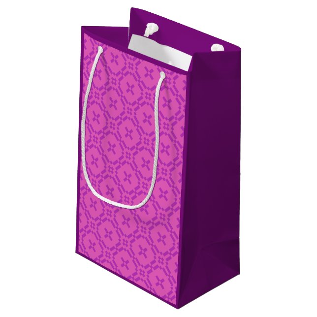 Welsh Tapestry Mönster, Bright Rosa Small Gift Bag (Baksidan Vinklad)