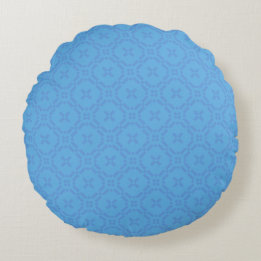 Welsh Tapestry Mönster, Chic Blue Round Pillow Rund Kudde