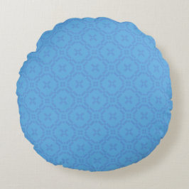 Welsh Tapestry Mönster, Chic Blue Round Pillow Rund Kudde