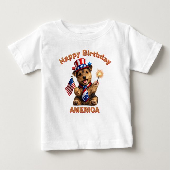 Welsh Terrier (2ae) Patriotisk Barn T-Shirt (Framsida)