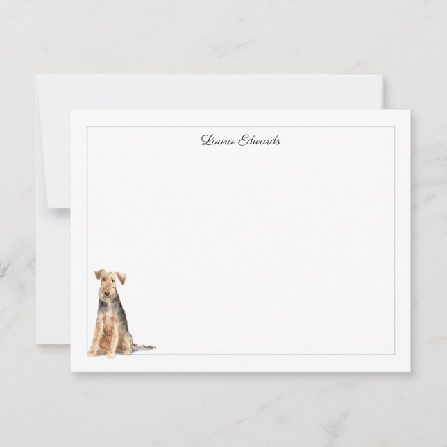 Welsh Terrier Grå Border Personlig Anteckningskort (Framsida)
