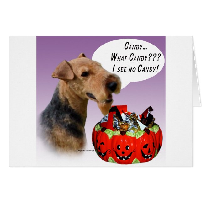 Welsh Terrier Halloween Candy Hälsningskort (Framsidan Horizontal)