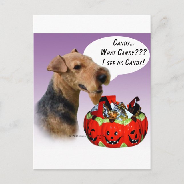 Welsh Terrier Halloween Candy Vykort (Framsida)