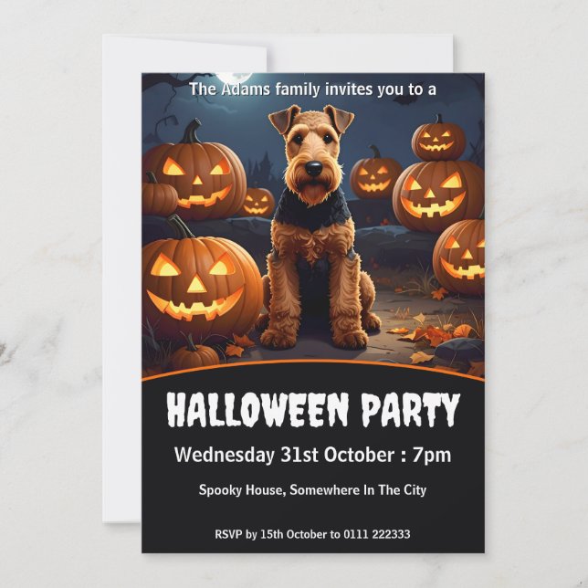 Welsh Terrier Halloween fest Inbjudningar (Framsida)