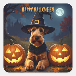 Welsh Terrier Halloween Fyrkantigt Klistermärke
