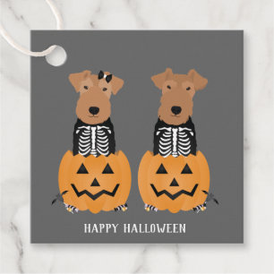 Welsh Terrier Halloween Skeleton Gåvor Etiketter