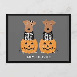 Welsh Terrier Halloween Skeleton Helg Vykort